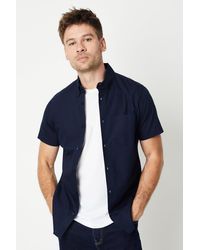 Burton - Navy Short Sleeve Oxford Shirt - Lyst