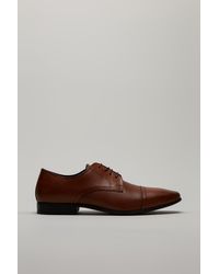 Burton - Tan Leather Cap Toe Derby Shoes - Lyst