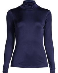 Lands' End - Petite Lightweight Silk Interlock Roll Neck Top - Lyst
