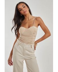 Pink Vanilla - Ruched Cupped Bodysuit - Lyst