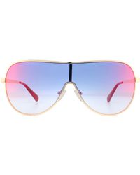 Guess - Shield Gold Bordeaux Mirror Sunglasses - Lyst