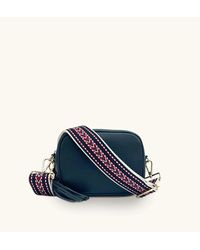 Apatchy London - Navy Leather Crossbody Bag With Navy Boho Strap - Lyst