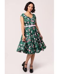 Hell Bunny - Mabel Deep Base Roses Midi Dress - Lyst