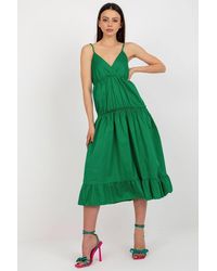 Love Lace - Lined Summer Wrap Neck Ruffle Hem Dress - Lyst