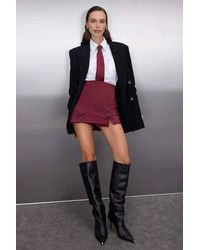 WOVCOR - Mini Woven Skort W/ Bow & Slit Detail - Lyst