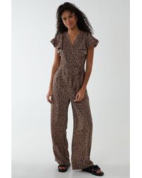 Blue Vanilla - Jumpsuit With Ruffle Sleeve & Wrap Front - Lyst