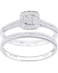 Jewelco London - 9Ct Round 0.3Ct Diamond Bridal Set Engagement Ring - Lyst