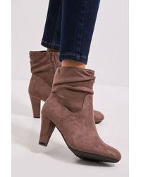 Dorothy Perkins - Wide Fit Ally Faux Suede Ruched High Heeled Ankle Boots - Lyst