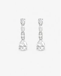 Jon Richard - Rhodium Plated & Crystal Drop Earrings - Lyst