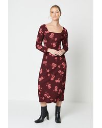 Dorothy Perkins - Floral 3⁄4 Sleeve Midi Dress - Lyst