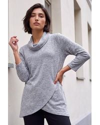 Roman - Petite Brushed Knit Wrap Top - Lyst