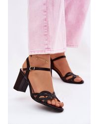 Love Lace - Shiny High Heel Evening Sandals With Stable Buckle Closure - Lyst