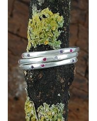 Otis Jaxon London - Sterling Contoured Amethyst & Ruby Stacking Rings - Lyst