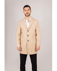Infinity Leather - Notched Lapel Collar Wool Blend Overcoat - Lyst