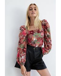 Warehouse - Paisley Print Woven Sleeve Square Neck Top - Lyst