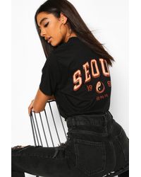 Boohoo - Tall 'seoul' Back Print Slogan T-shirt - Lyst