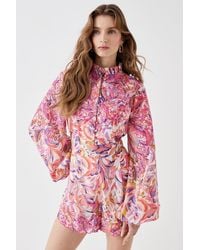 Coast - Alexandra Farmer Premium Printed Blouse With Embroidery - Lyst