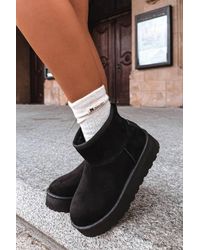Love Lace - Platform Slip-On Suede Knitted Snow Boots - Lyst