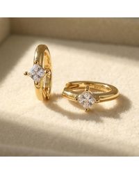 Harfi - Small Diamond Huggie Minimalist Plated Hoop Earrings - Lyst