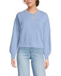 Lands' End - Fine Gauge Cropped Cotton Cardigan - Lyst