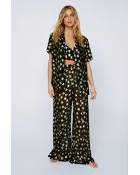 Nasty Gal - Jacquard Glitter Star Wide Leg Cover Up Pants - Lyst