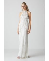Coast - Halterneck Contour Pearl Embellished Fishtail Wedding Dress - Lyst