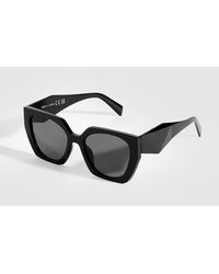 Boohoo - Oversized Angular Black Sunglasses - Lyst