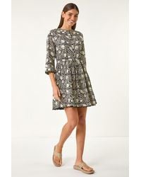 Roman - Floral Frill Buttoned Shirt Dress - Lyst