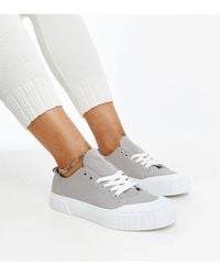 Love Lace - Fabric Lace Up Sneakers With Rounded Toe Rubber Sole - Lyst