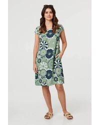 Izabel London - Floral Cap Sleeve Shift Short Dress - Lyst