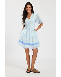 FS Collection - Gingham Mini Dress With Lace Trim - Lyst