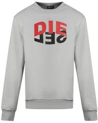 DIESEL - Reverse Logo Grey Sweater - Lyst