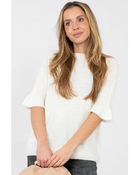 Love Lace - Casual Round Neck Sweater With Frill Sleeve - Lyst