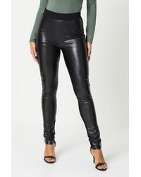 Dorothy Perkins - Tall Faux Leather Front Skinny Trouser - Lyst