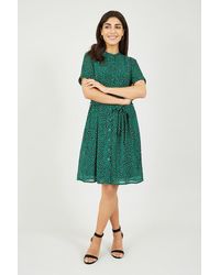 Yumi' - Recycled Green Animal Print Shirt Dress - Lyst