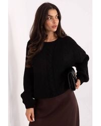 Love Lace - Textured Puff Sleeve Loose Knit Sweater - Lyst
