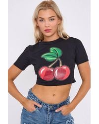 Stylewise - Glitter Detail Cherry Graphic Print - Lyst