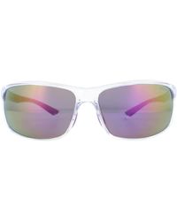 Polaroid - Sport Wrap Crystal And Lilac Grey Pink Mirror Polarized Sunglasses - Lyst