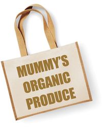 60 SECOND MAKEOVER - Large Jute Bag Mummy's Organic Produce Natural Bag Gold Text - Lyst