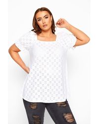 Yours - Broderie Anglaise Milkmaid Top - Lyst