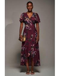 Jolie Moi - Angel Sleeve Mesh Frill Wrap Maxi Dress - Lyst
