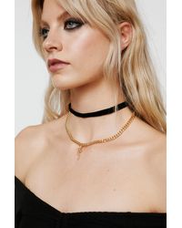 Nasty Gal - Choker And Snake Chain Layered Necklace - Lyst
