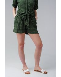 Influence - Textured Smocked High Waist Elasticated Shorts - Lyst