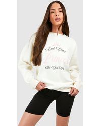Boohoo - New York East Coast Princess Slogan Oversized Sweatshirt - Lyst