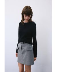 RUE - High-Waist Belted Mini Skirt With Front Zip - Lyst