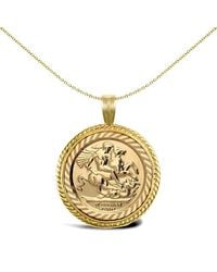 Jewelco London - 9Ct Rope Edge Frame St George Pendant (Half Sov Size) - Lyst