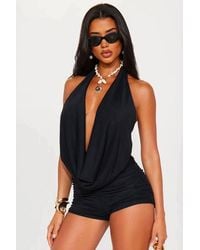 Stylewise - Cowl Neck Open Back Crop Top & Shorts Co-Ord Set - Lyst