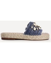 Linzi - Seaside Raffia Embellished Sliders - Lyst