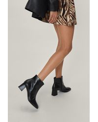 Nasty Gal - Real Leather Low Block Heel Ankle Boots - Lyst