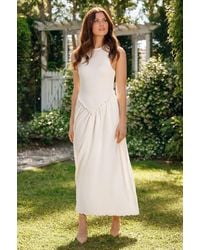 Enorsia - Frill Detail Sleeveless Jersey Maxi Dress - Lyst